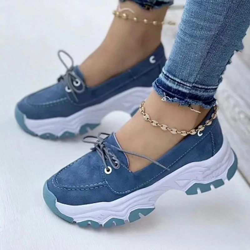 Purpdrank - Shoes For Women Summer Platform Sport Casual Shoes Lace-up Flats Size 43 Comfort Non Slip Women Loafers Vulcanize Shoes