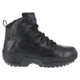 Reebok Mens Black Leather Work Boots Rapid Response Zip 6in