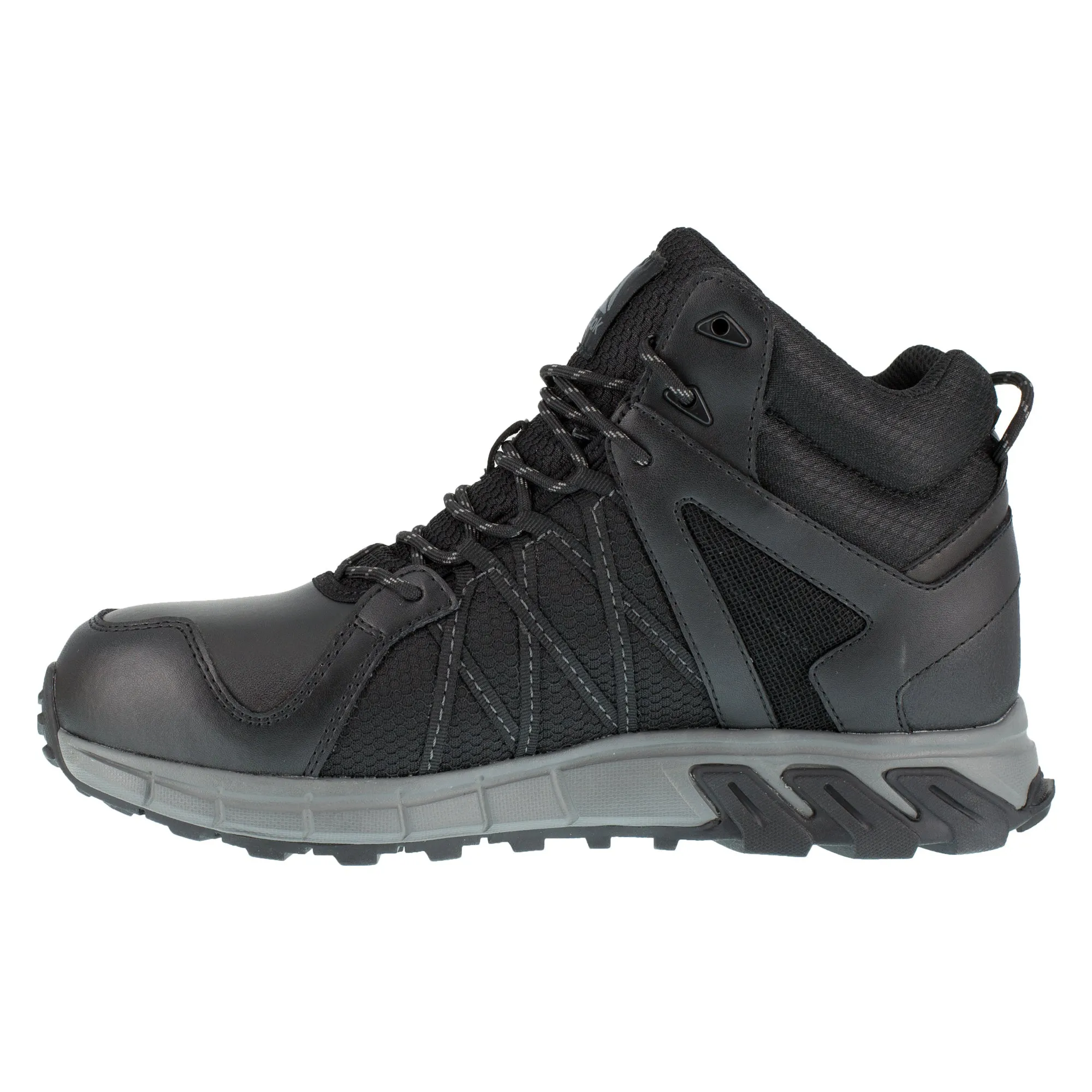 Reebok Mens Black/Grey Mesh Work Boots Athletic Mid Cut AT