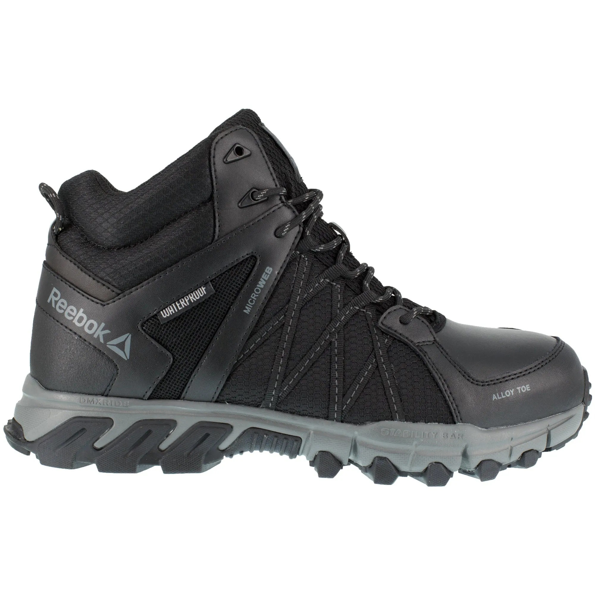 Reebok Mens Black/Grey Mesh Work Boots Athletic Mid Cut AT