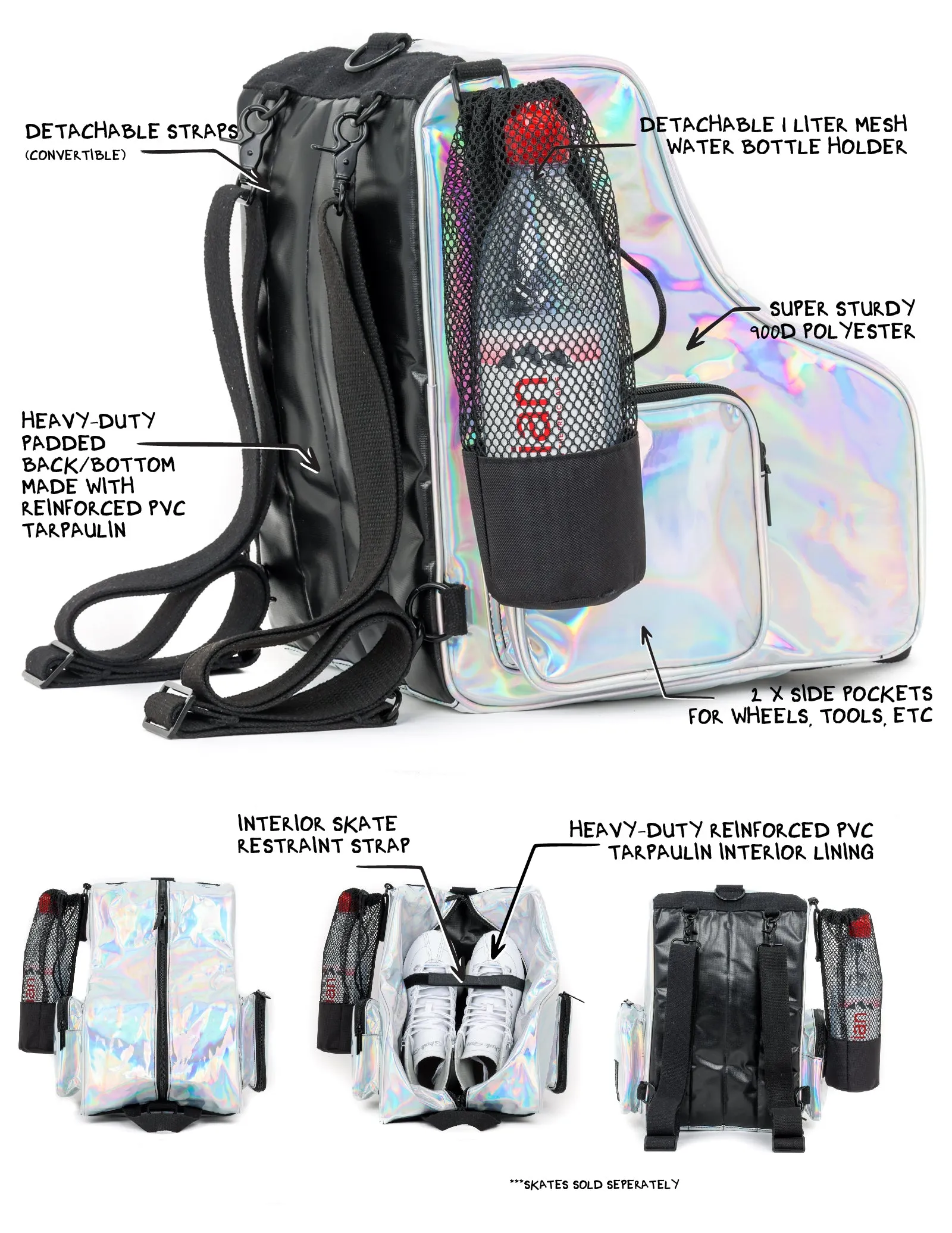 Roller Skate Backpack | Freewheelin' | Laser Silver