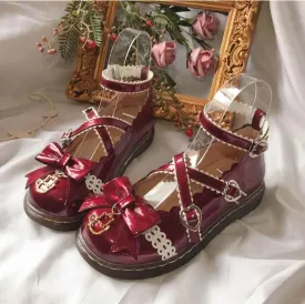 Sohiwoo sweet lolita shoes vintage round head cross bandage women shoes cute bowknot lace ruffle kawaii shoes loli Japanese kawaii girl