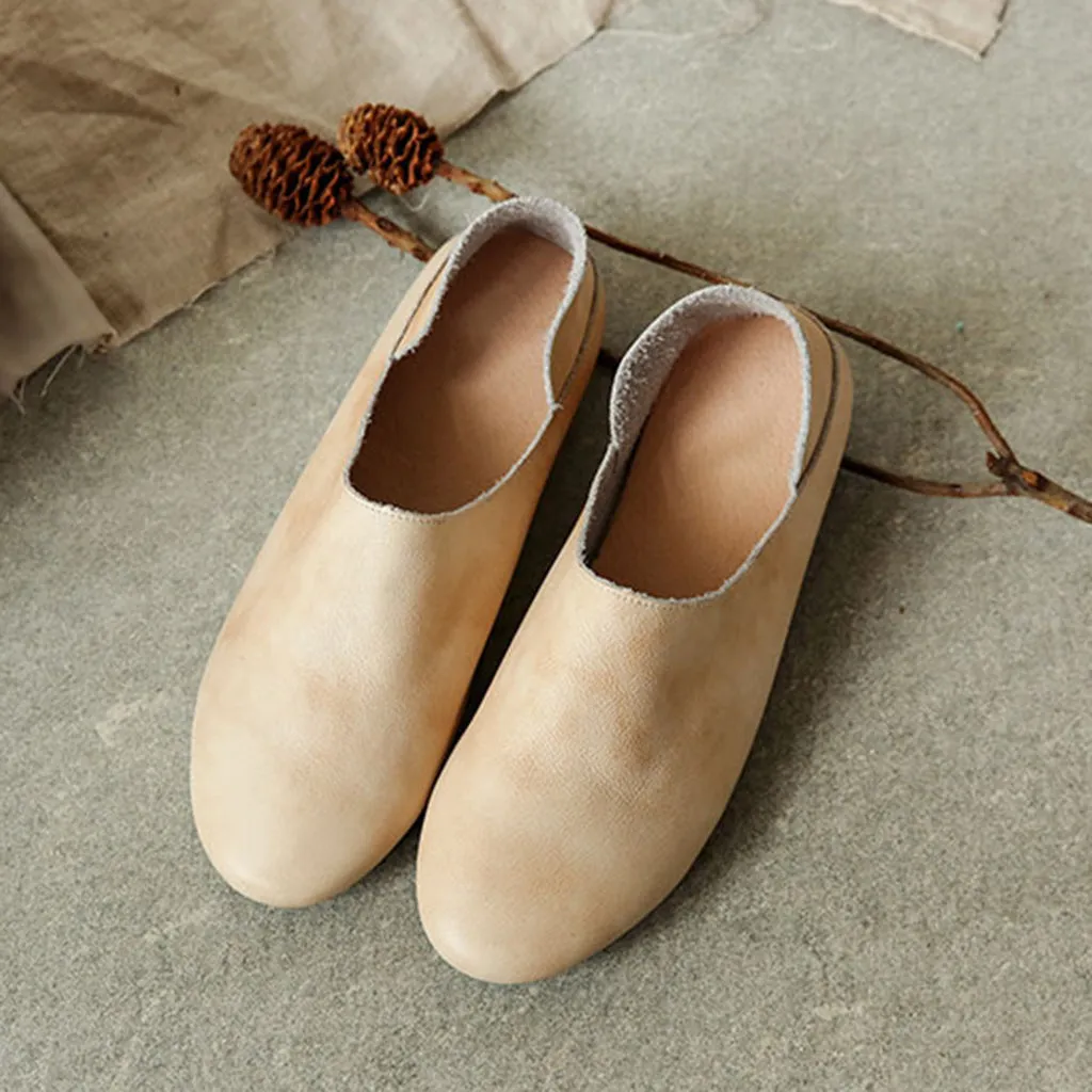 Spring Summer Soft Bottom Leather Flat Women's Shoes | Gift Shoes