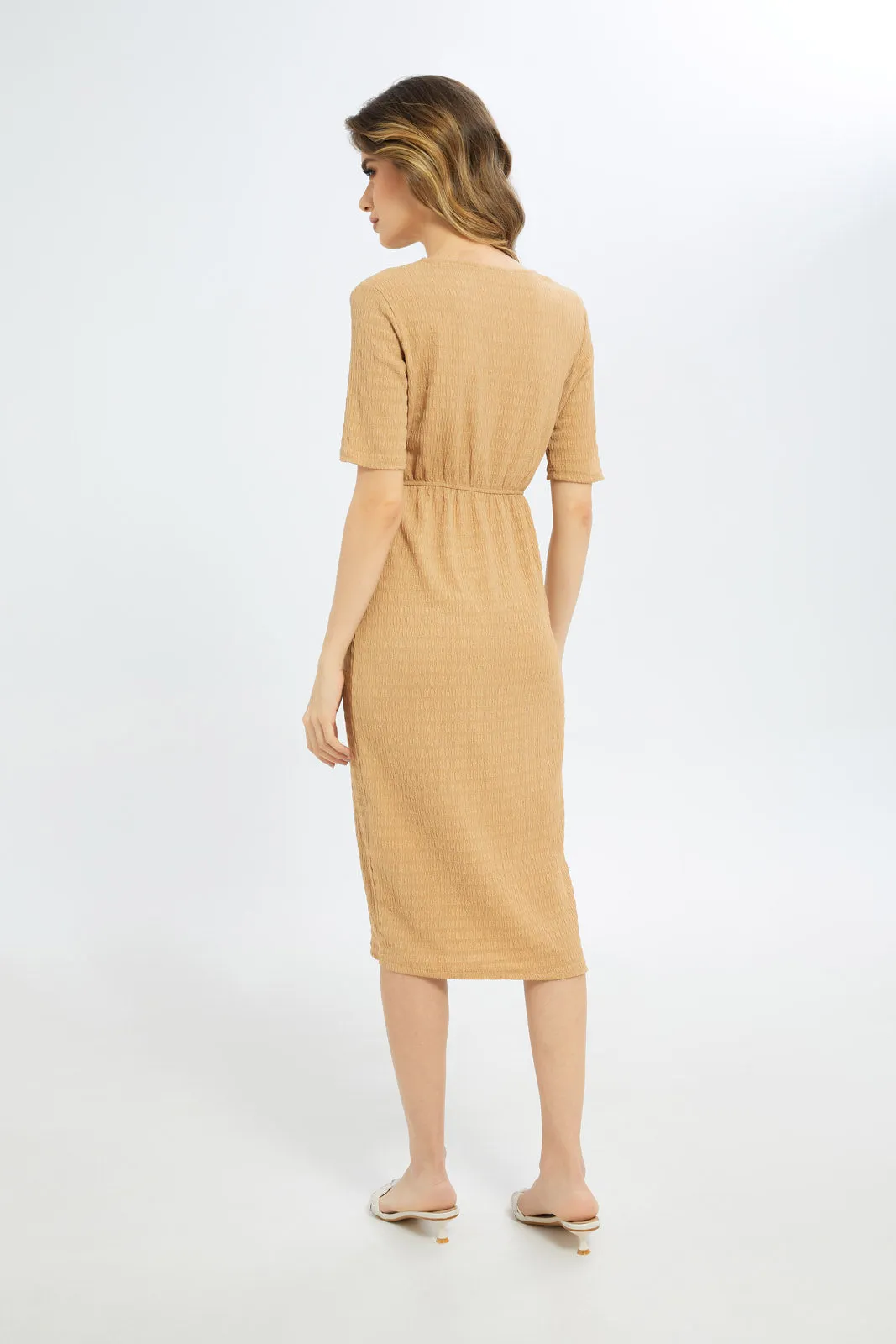 Women Beige Straight Dress