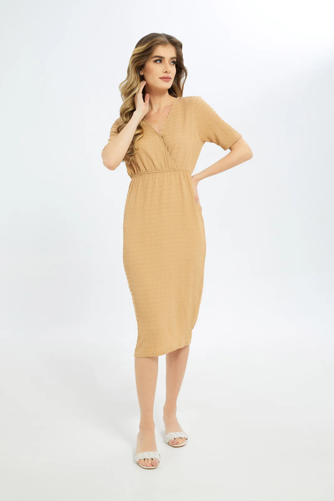 Women Beige Straight Dress