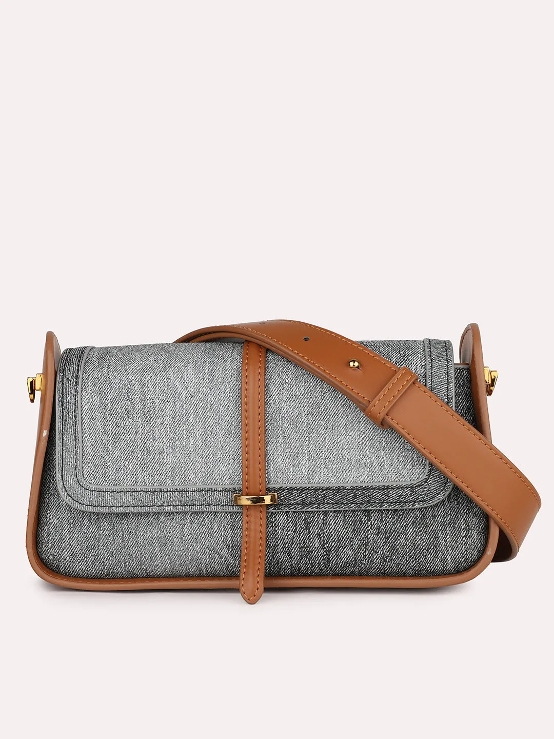 Women Denim Solid Structured Sling Bag