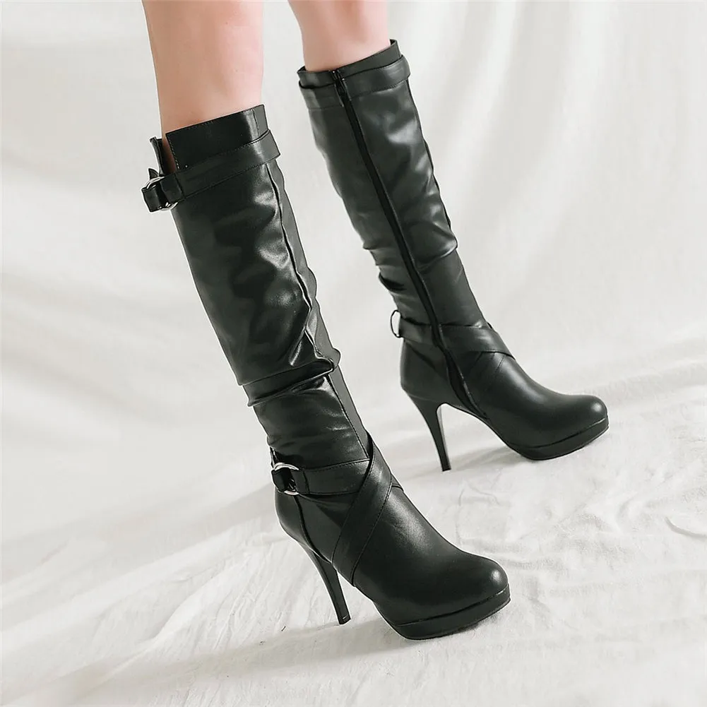 Women knee-high Boots Thin High Heels Winter