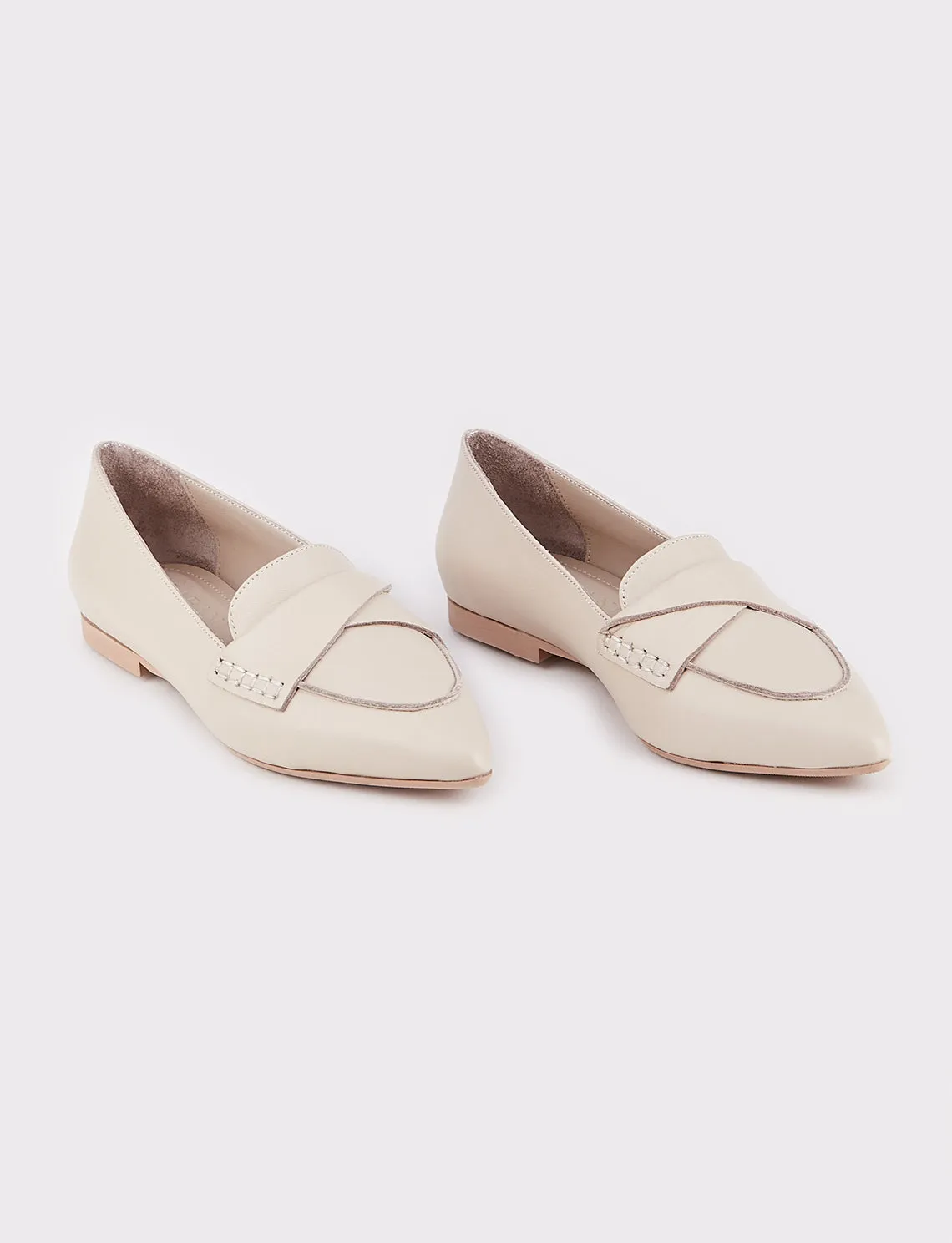 Women Mink Genuine Leather Point Toe Flat Shoes