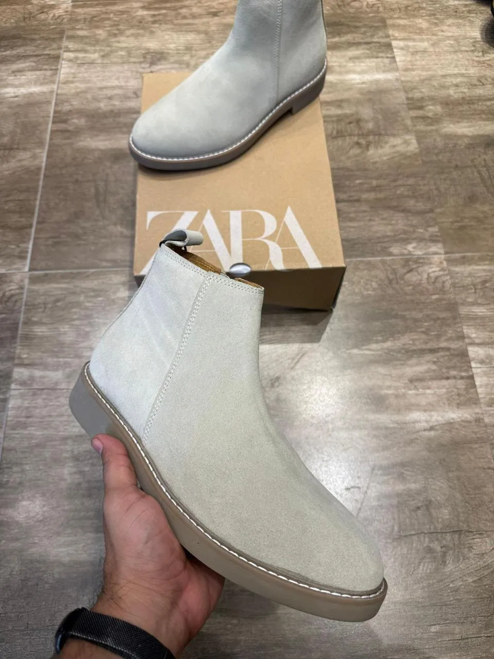 Zara Chelsea Boots Suede Leather For Men Shoes