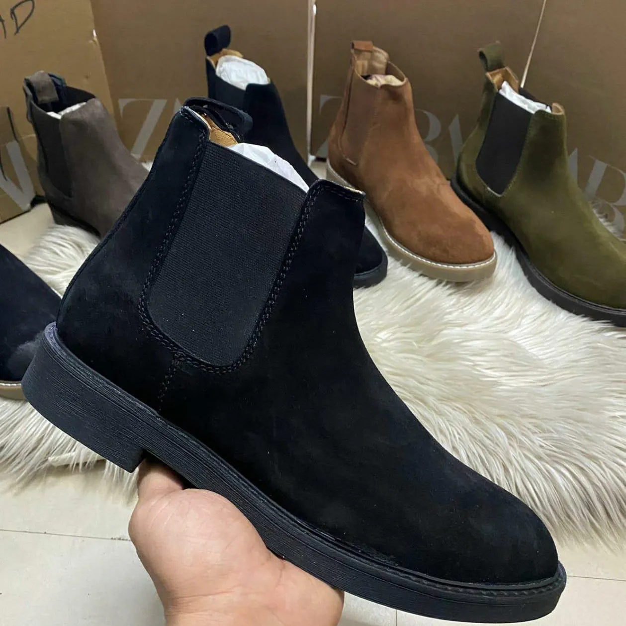 Zara Chelsea Boots Suede Leather For Men Shoes